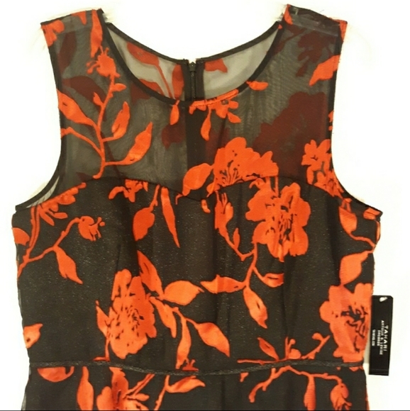 Tahari Black and Red Foil Floral Dress - Picture 3 of 8